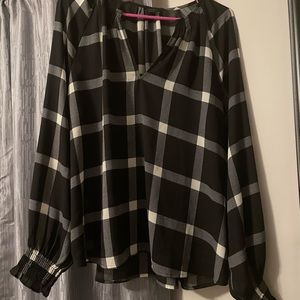 Ann Taylor Black/White checkered dress top